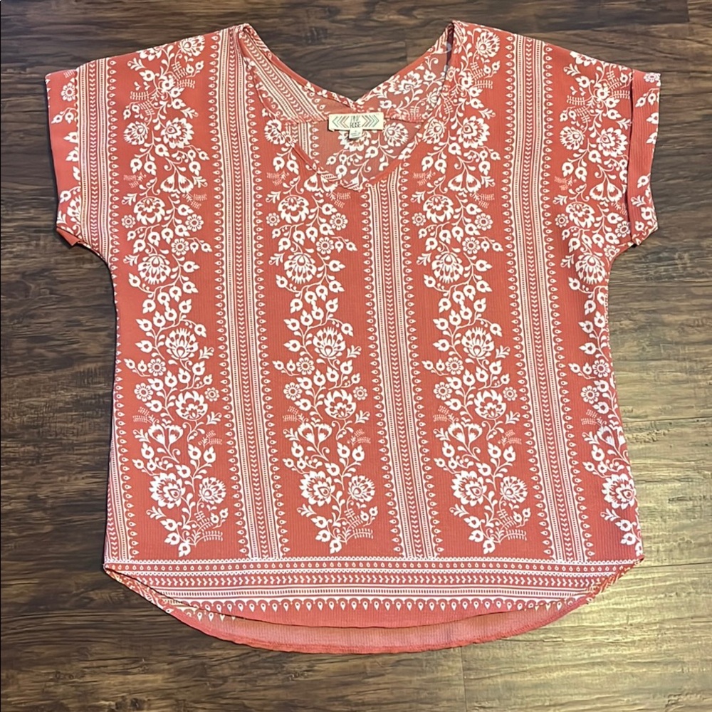 Pink Rose Mauve Floral/Spring Print Blouse Size Large